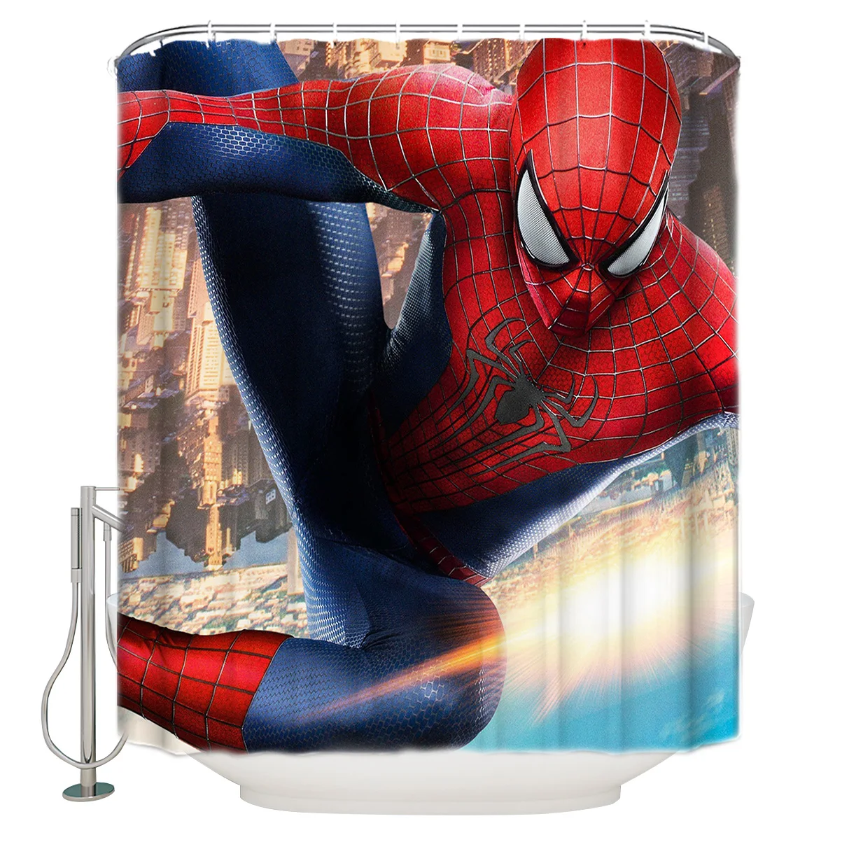

Superhero Spider-man Endgame Shower Curtain Mat Polyester Fabric with 12 Hooks