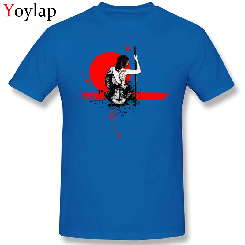 Hot Sale Design Short Sleeve Tops T Shirt Trash PolkaFemale Samurai Summer Fall O Neck Pure Cotton Men's T-shirts Design Clothing Shirt blue