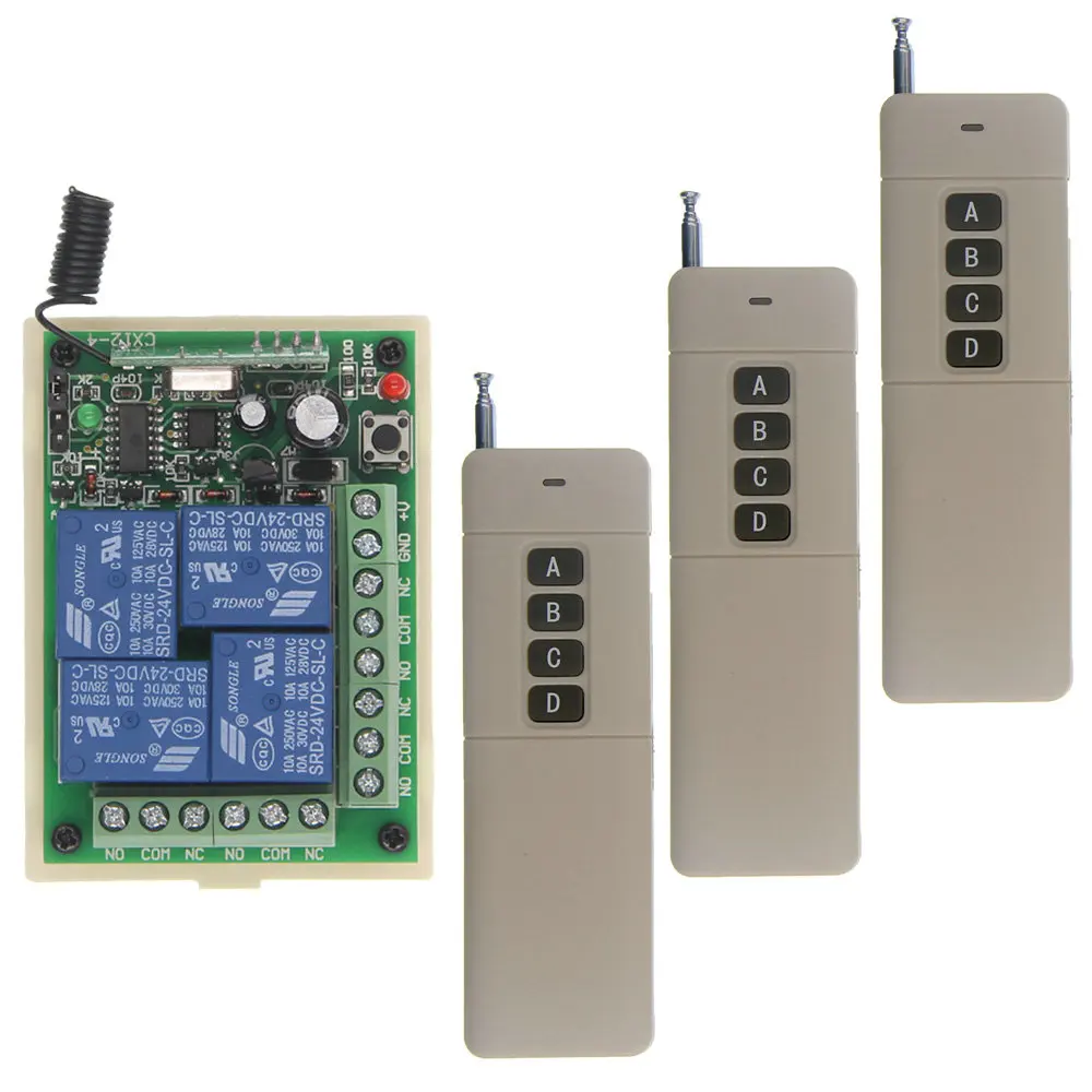 3000M DC 12V 24V 4 CH 4CH RF Wireless переключатель системы дистанционного управления 3 X