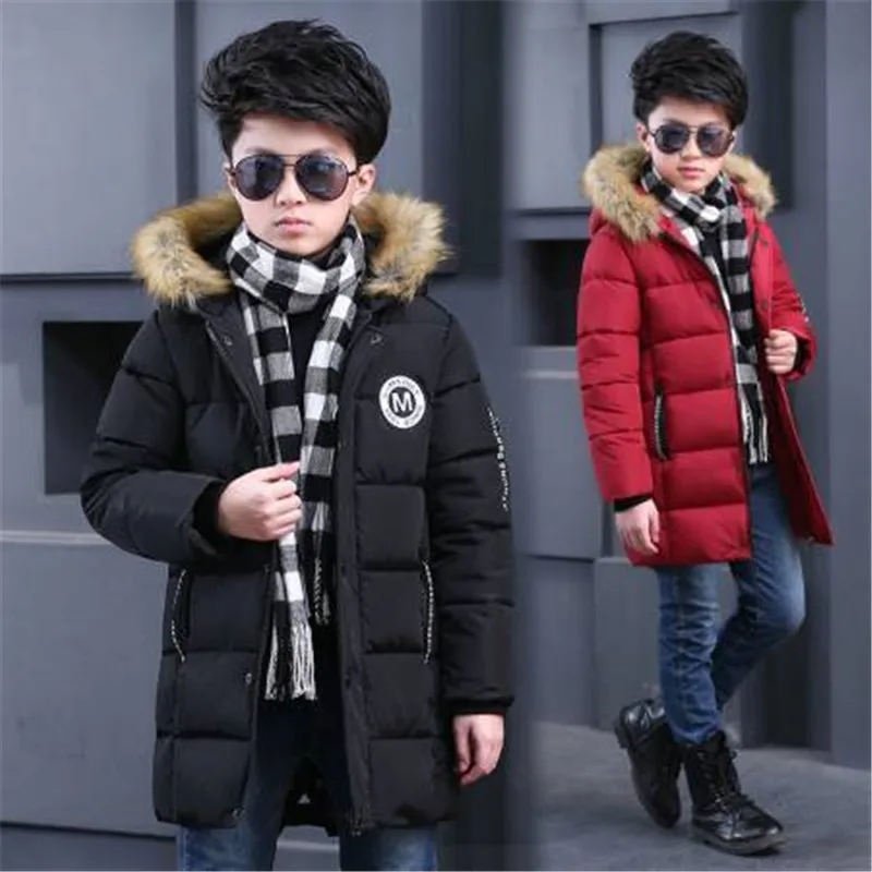 

Boys Winter Coat Hooded 6-16 Years Old Kids Cotton Jacket Children's Parkas Hot Sale Plus Thick 3 Color