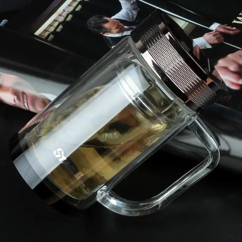 Glass Drinking Bottle New Creative Oval High Grade Water Bottle Tea Cup Double Layer Chinese Coffee