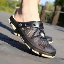 Летняя обувь; прозрачная обувь; пляжные мужские сандалии; тапочки с отверстиями; дышащие мужские Вьетнамки; уличная Мужская обувь; модные резиновые Тапочки