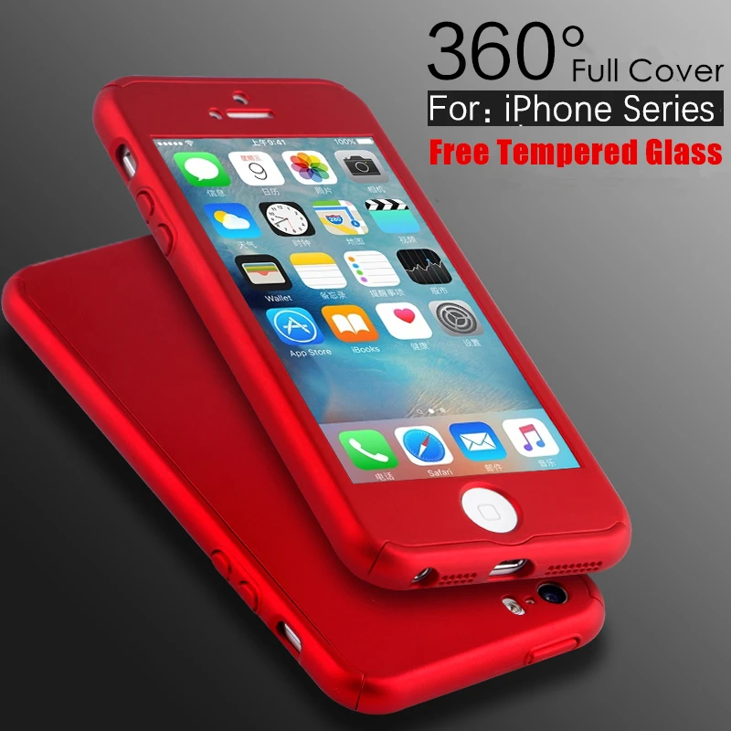 5S SE Luxury 360 Degree Coverage Hard PC Case For Apple iPhone 5 5S SE 6 6S 7 Plus Slim Full Body Cover+Glass Screen Protector 5S SE Luxury 360 Degree Coverage Hard PC Case For Apple iPhone 5 5S SE 6 6S 7 Plus Slim Full Body Cover+Glass Screen Protector