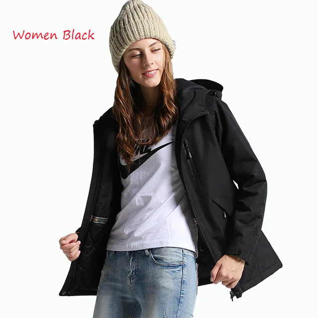 Men Women Winter USB Heating Thick Cotton Jacket Unisex Outdoor Waterproof Windbreaker Hiking Camping Trekking Climbing Coats - Цвет: Women Black