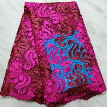 

Latest African Cord Lace Fabrics High Quality 2019 Embroidery Guipure Lace Fabric with Stones African Lace Fabric