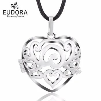 

5PC Eudora Harmony Ball Heart Locket Necklace Pregnancy Cage Fit for 20mm Inner Ball Women Gift Baby Caller Jewelry Wholesales