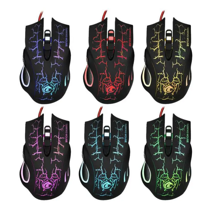  A888B Wired Gaming Mouse 6-keys 5500dpi Color Glowing Gaming Mouse Designed for Game for PuBG LOL D