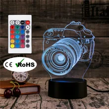 3D Led Novety Lighting Creative Gift Night Light Table Lamp Bedside Camera Light Led Home Corridor Hotel Party Atmosphere Lights