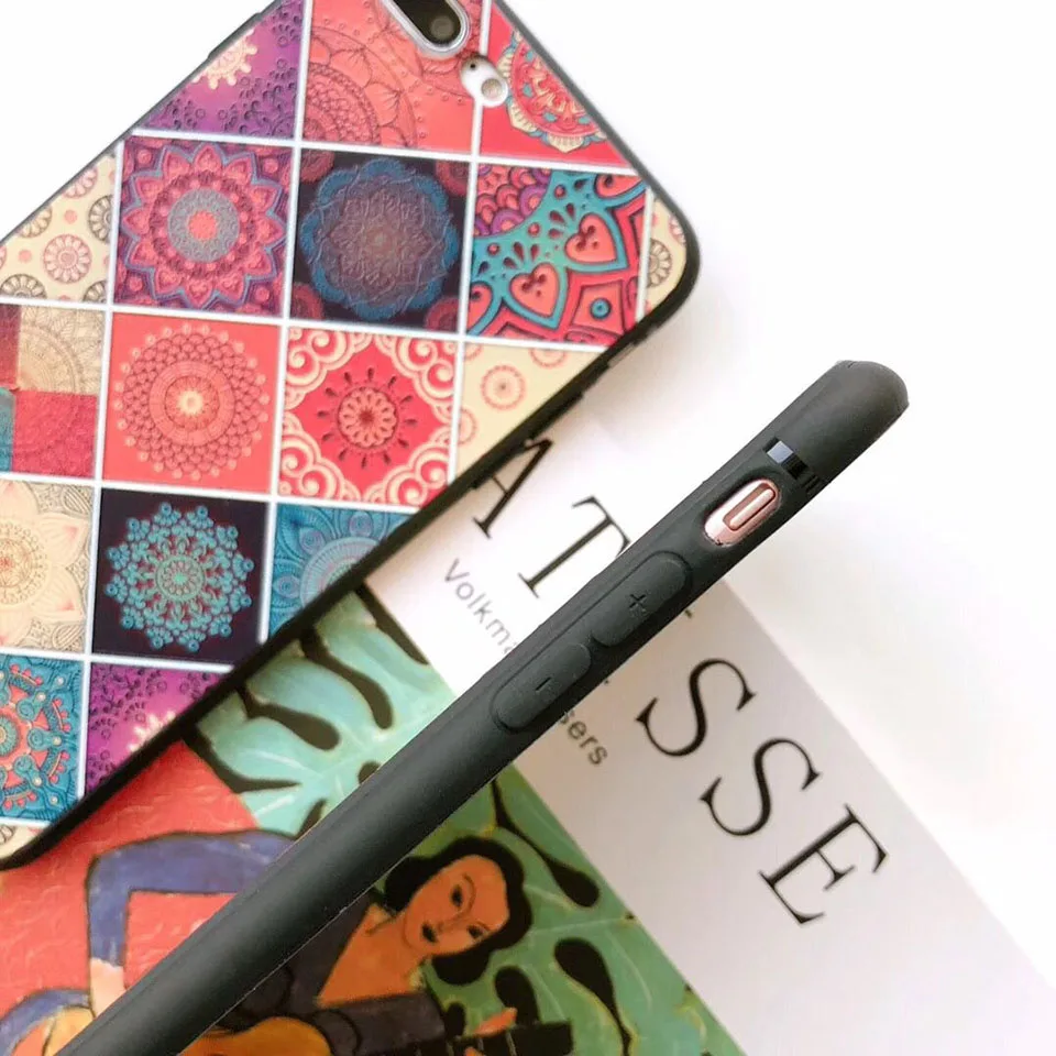 Vintage Relief Full Cover Phone Case For iphone 6 7 8 Plus x Soft Silicone  Anti-Knock Fitted Case For iphone 6 7 8 Plus (7)