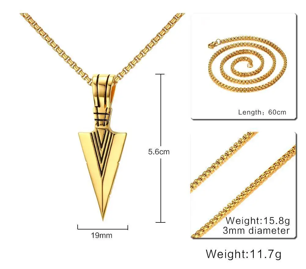 Наконечник стрелы племенная Подвеска Ожерелье для мужчин из нержавеющей стали Чокер-колье ударный Готический мужской хип-хоп ювелирные изделия