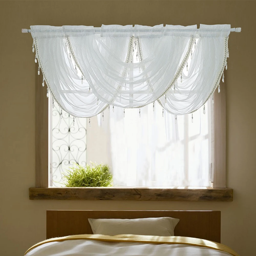

DIDIHOU White Kitchen Curtain Tulle Valance For Both Room White Window screening Short Living Room Curtains Door Curtain