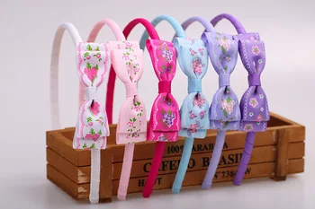 

30pc/lot 4" Floral Printed Hair Bow Hairbands Ribbon Bow Headband Children Girls Headwear Hair Accessories 24 color U Choose