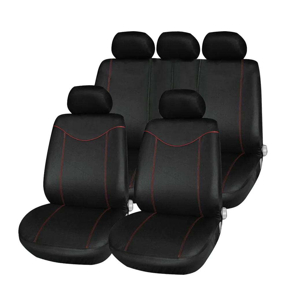 

T21638 11pcs Car Low-back Seat Cover Set Anti-Dust Auto Cushion Protector Universal Fits Red With Black Interior Accessories