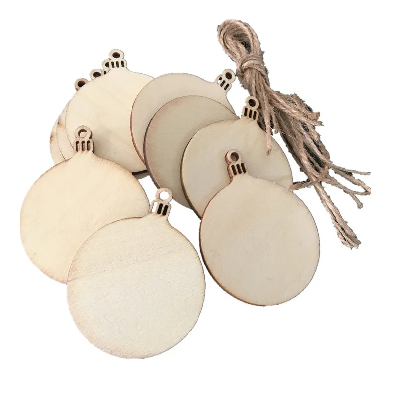 

10pcs Unfinished Wood Tag Wooden Gift Tags with Jute Ropes Natural Rustic Wood Craft Labels for Home DIY Supplies Wedding Decor