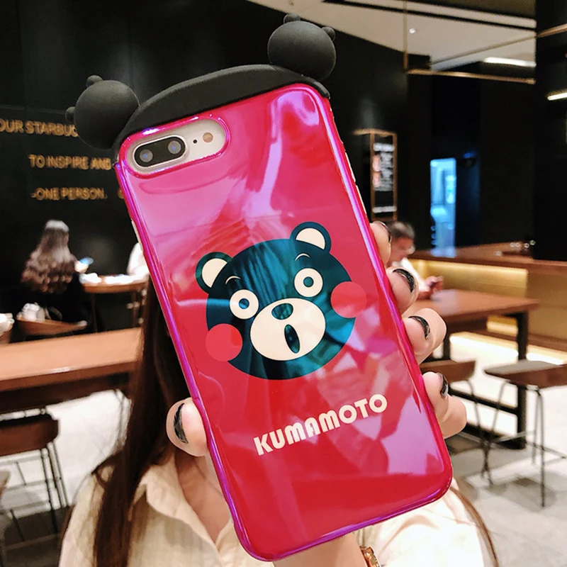 Чехол с 3D синим светом для iphone 11 X XR XS Pro Max Cartoon bear, чехлы для телефонов iphone 8 7 6 6S Plus, чехол Розовая пантера