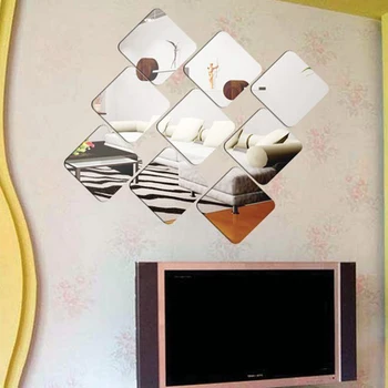 

9Pcs of set Mirror Sticker For Tile Wall Stickers Wallpaper Squared Obtuse Angle Plastic Decal Mosaic Room Porch Home Decoration