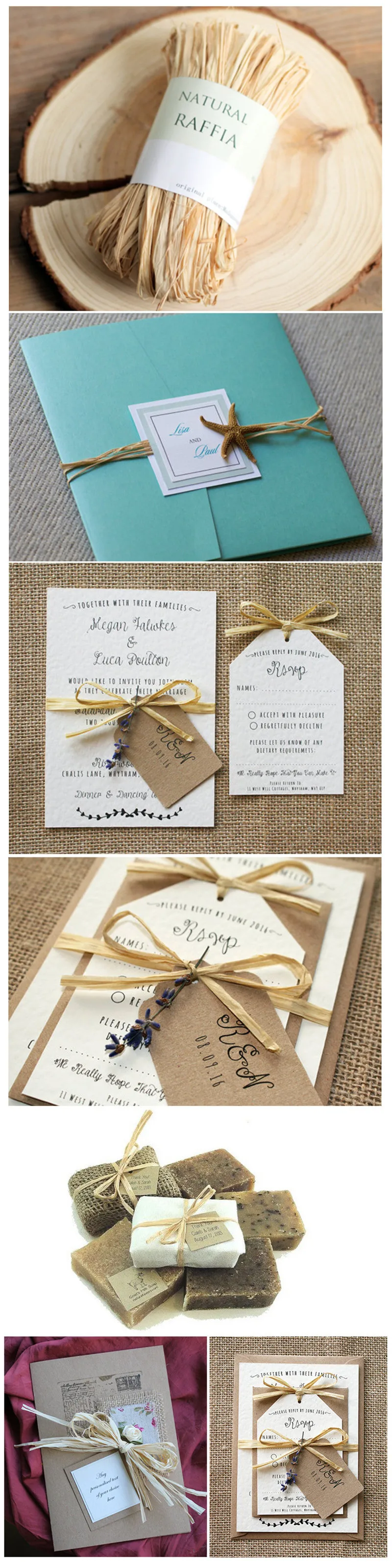 10m 20m 30m Raffia Natural Rope DIY Crafts Wedding Invitation Gift Packing Rope Natural Raffia Rope Wedding Party Decor