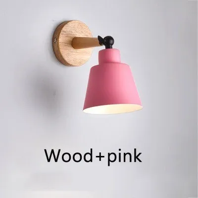 Деревянный светодиодный настенный светильник, современный настенный светильник в скандинавском стиле, прикроватные Настенные светильники для спальни - Цвет абажура: Wood pink