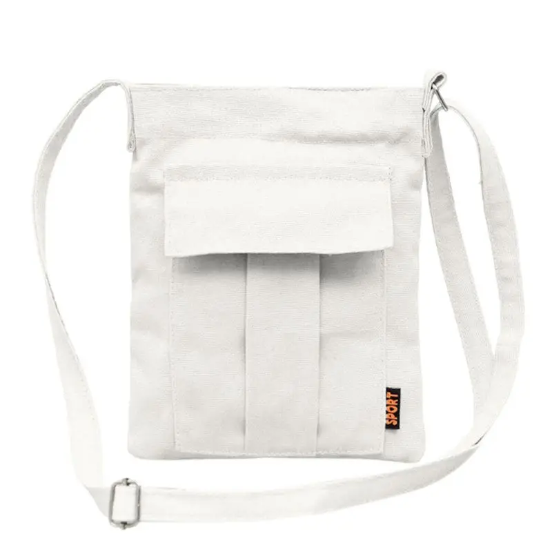 Женский холщовый чехол для телефона, сумка через плечо, сумка-мессенджер, сумка-тоут, кошелек, сумки - Цвет: white