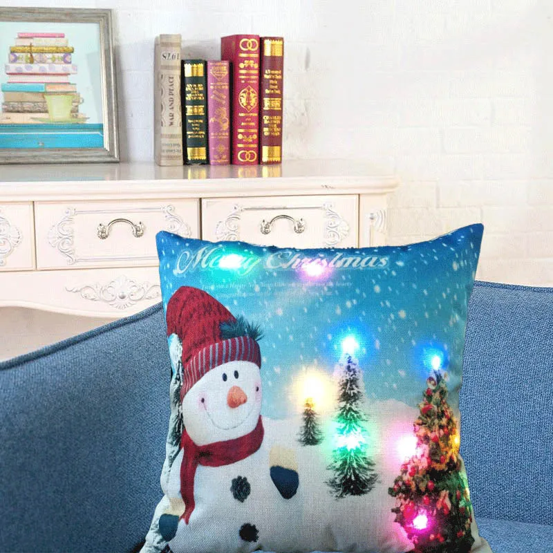 Светящаяся Рождественская наволочка для подушки, светодиодный светильник, наволочка для дивана, дома, автомобиля, Рождественское украшение, наволочки с оленем, Санта Клаусом - Цвет: 1