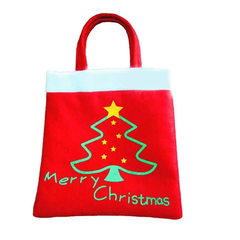 

Merry Christmas Red Candy Bag 2019 Christmas Tree Print Pouch Reusable Mini Handbag Xmas for Home Party New Year Decor Gift