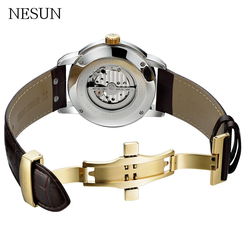 NESUN мужские креативные automatic Tourbillon механические наручные часы водонепроницаемые