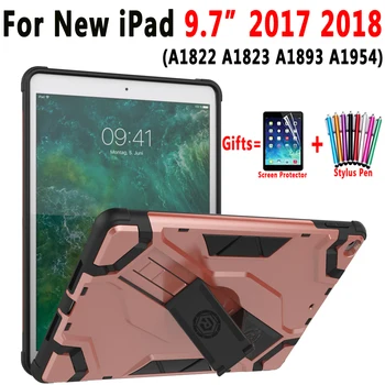 

Premium Armor Silicon Stand Holder Case for Apple New iPad 9.7 2017 2018 A1822 A1823 A1893 5th 6th Generation Cover Coque Funda