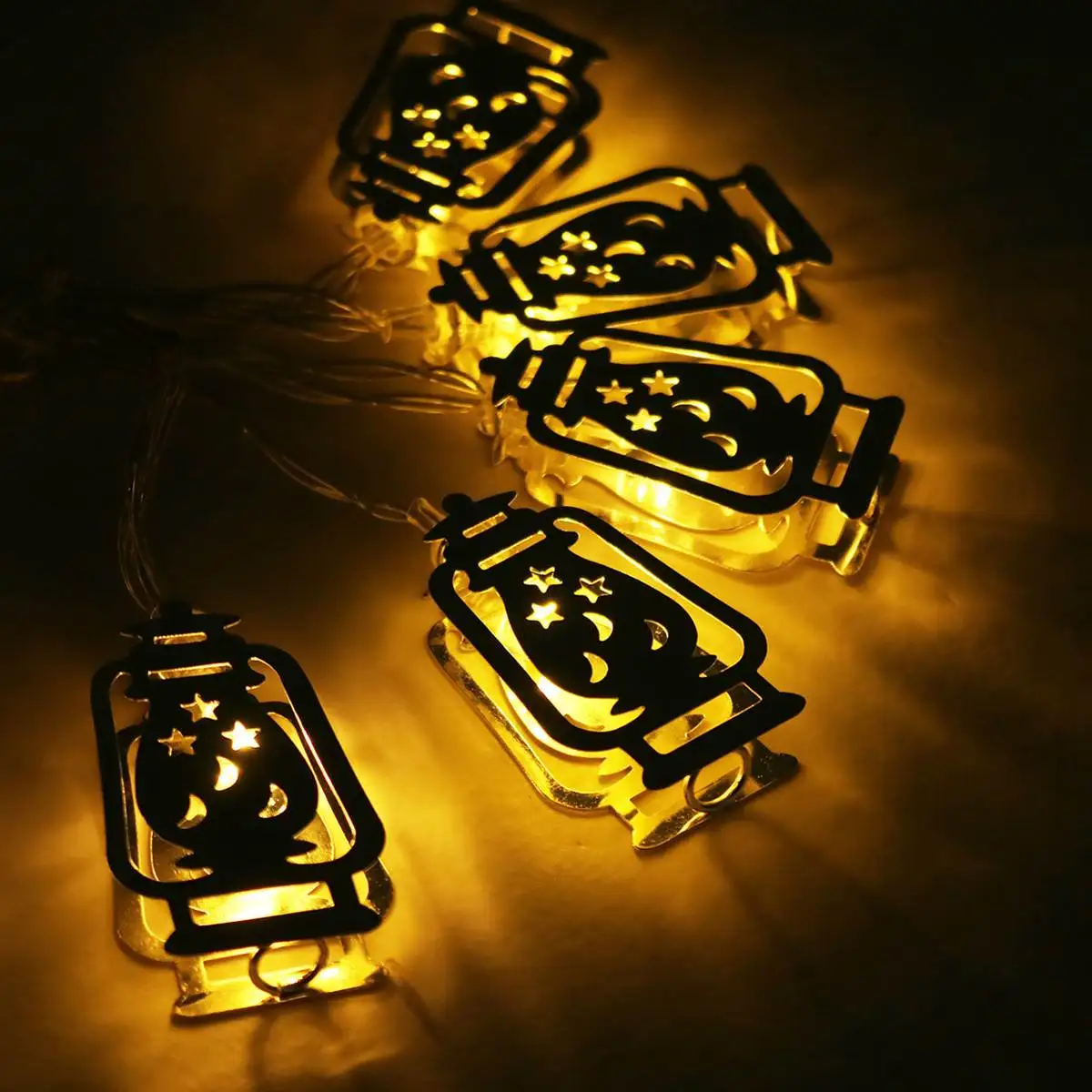 LED Lantern Decoration Battery Operated Golden Fanoos String Fairy Holiday Light for Party Home Islamic Eid Ramadan Decor