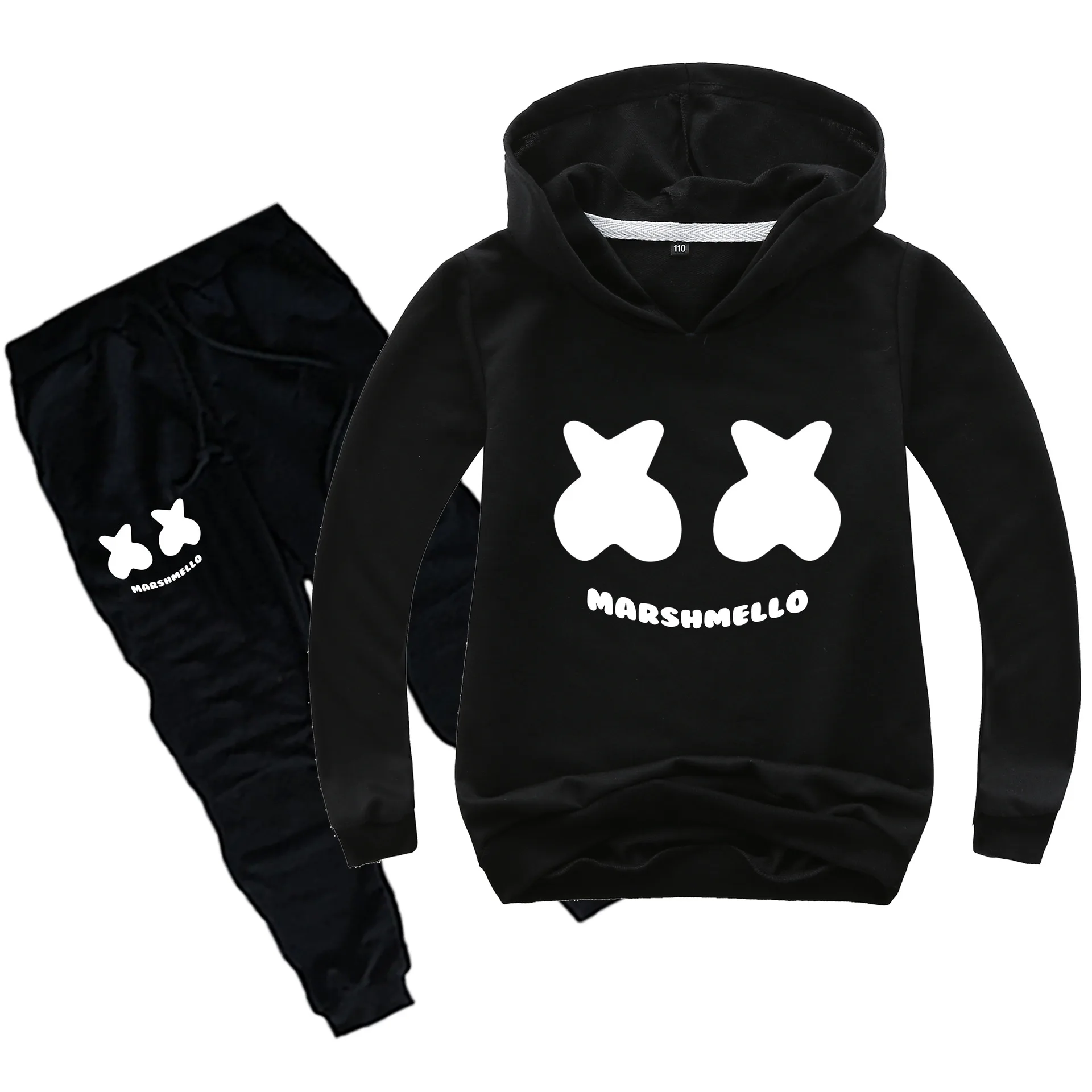 

YLS 2-16Y Marshmello Face Suit Hoodie+Sweatpants Sportswear Kids Hooded Sweatshirt Hip-Hop Boys Clothing Sets Hoodies Clothing