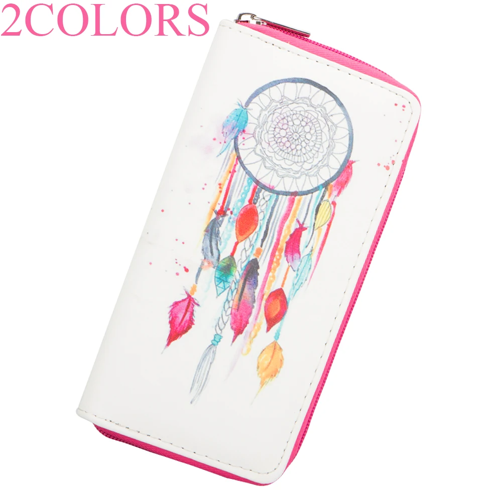 

Sansarya New Fashion 2018 Colorful Feather Pattern Printed Long Woman Wallet Coin Purse Card Holder Zipper Ladies Girls Wallet