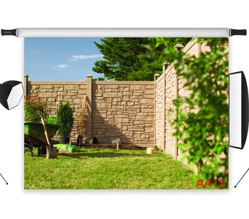 

Polyester & Vinyl Fence Made Of White Stone Garden Floral Tools Studio Backdrop Photography Photo Props Photographic Background