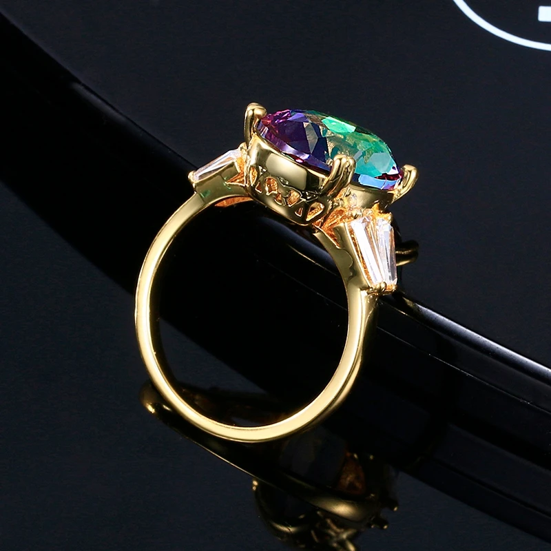 Высокое качество Тайна Радуга Топаз Кольца для женщин S925 стерлингового серебра ювелирные изделия кольцо юбилей Свадебная вечеринка подарки оптом