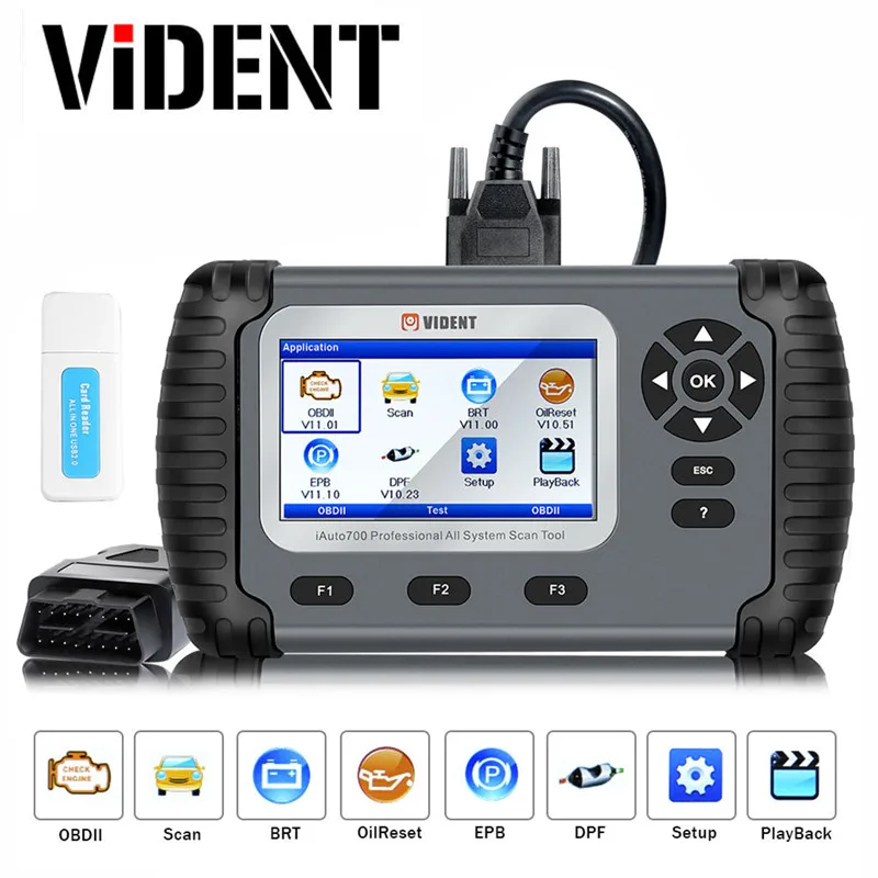 

VIDENT iAuto700 Professional Car Full System Diagnostic Tool for Engine Oil Light EPB EPS ABS Airbag Reset Battery Configuration