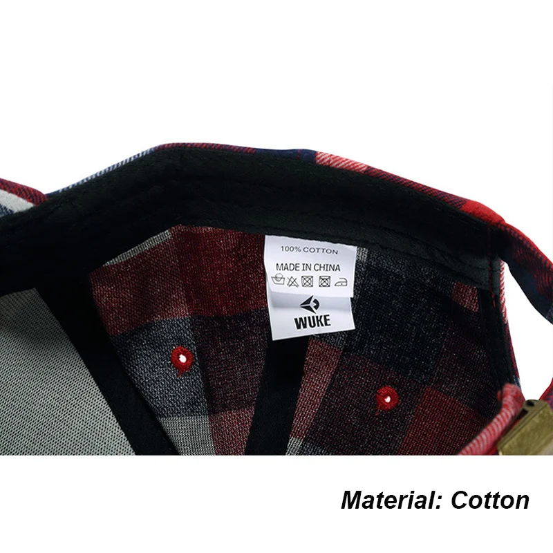 WUKE gorra a cuadros Casual gorra de béisbol hombres mujeres huesos rojos Hip Hop Casquette Homme Gorras Para Hombre Beisbol ajustable