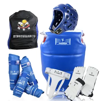 

Adult Kids Taekwondo Protectors WTF TKD protector full set 8pcs suit shin arm hand foot chest groin Guards protector helmet