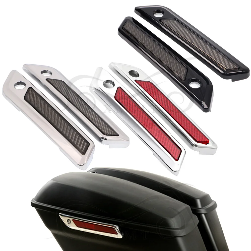 

Motorcycle Chrome Black Saddle Bag Hinge Latch Covers For Harley Touring Street Glide FLHT 2014 - 2018
