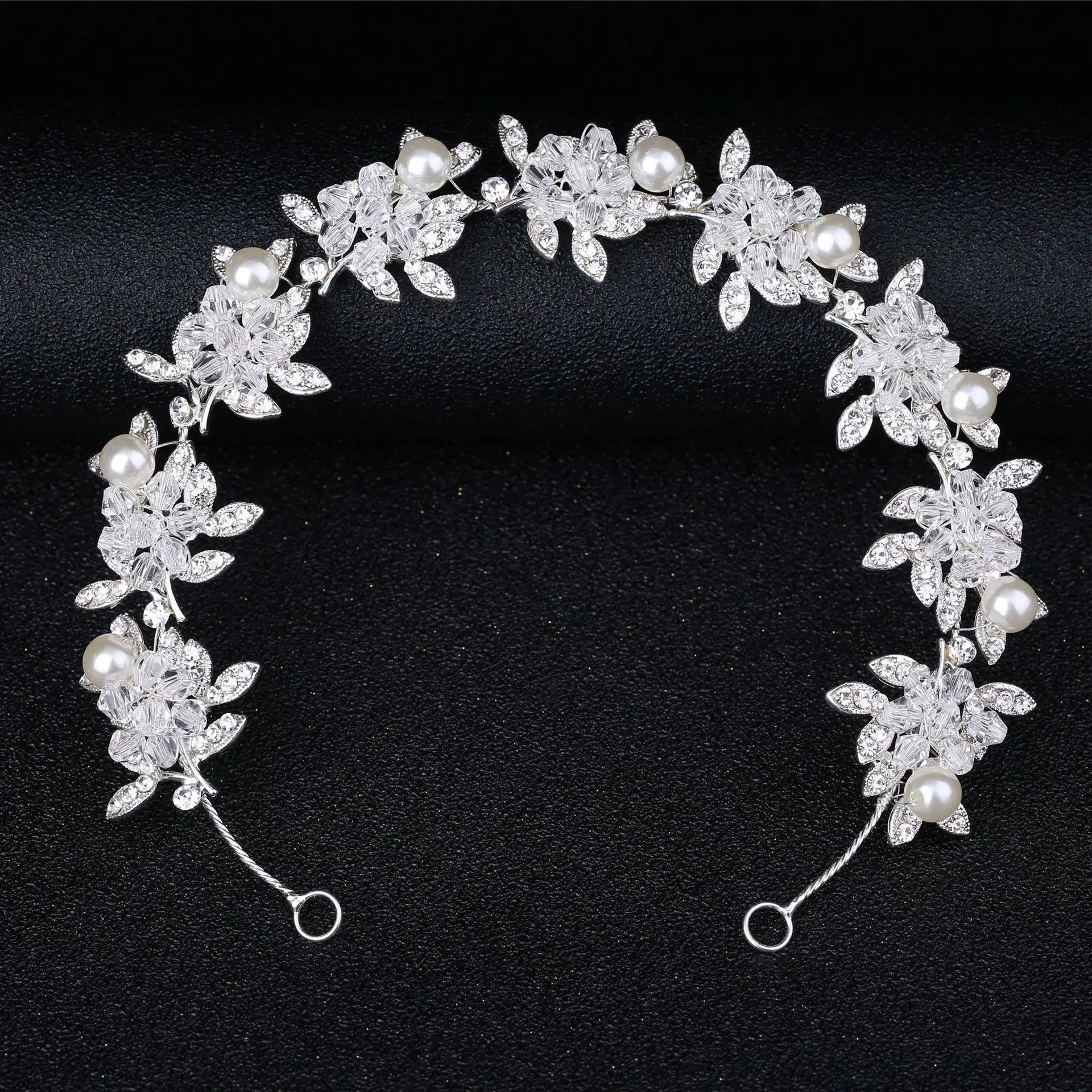 Communion Pearl Headband Crystal Tiara First Communion Floral Hair Vine Bridal Headpiece