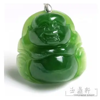 

Need flawless spinach green jade and nephrite jade pendant Buddha Maitreya public pendant jade pendant female models