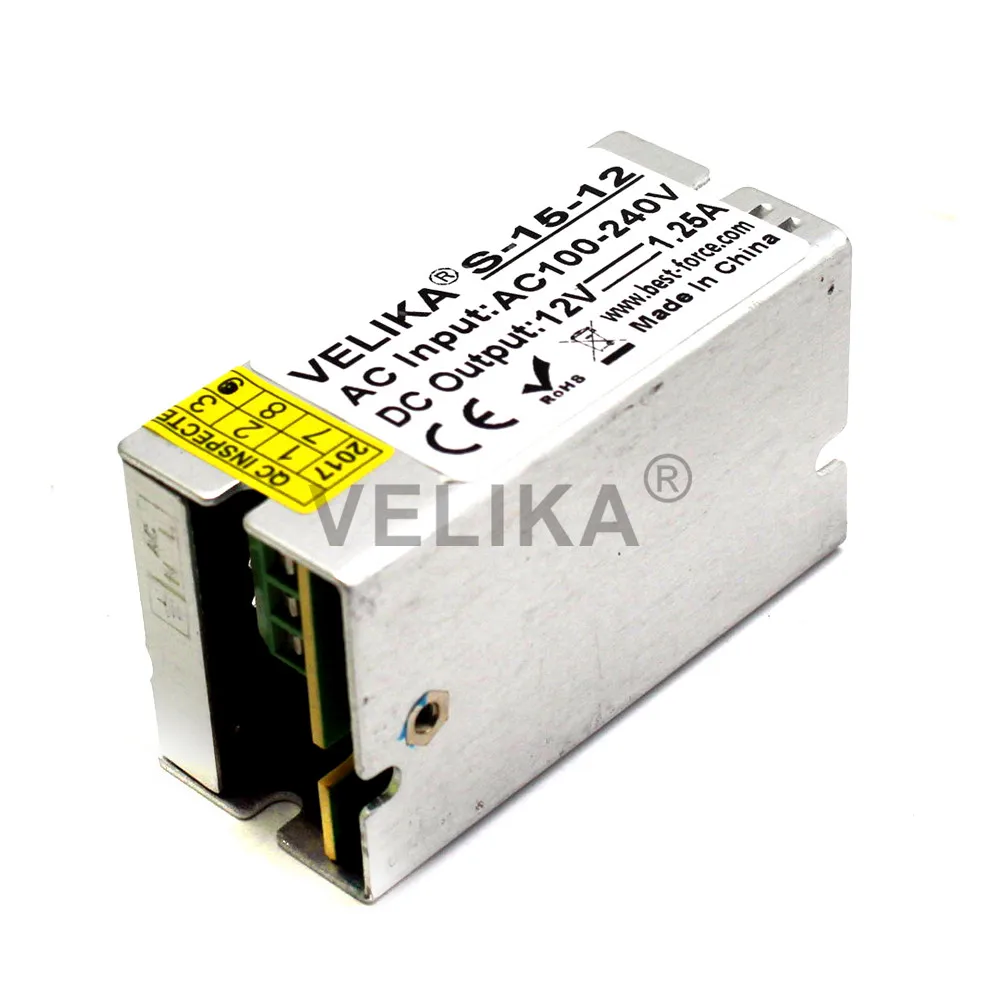 Мини размер импульсный источник питания DC 12V 1.25A 15W Светодиодный драйвер