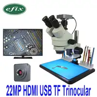 efix 22MP 7-45X Trinocular Soldering Stereo Continus Zoom Microscope HDMI USB HD Camera Mobile Phone Repair