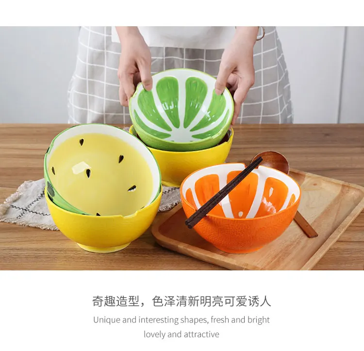 Кухонная посуда фруктовое блюдо, керамическая креативная Милая рисовая десертная чаша, японский креативный керамический детский мультяшный набор столовых приборов
