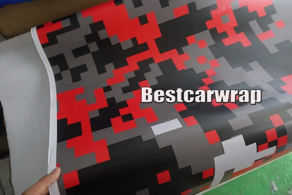 Red white black camouflage vinyl wrap camo pixel digital mosaics Car auto wrapping film Foile 3M printed matte gloss (7)