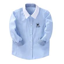 Новинка года; сезон весна-осень; модная детская хлопковая рубашка с длинными рукавами и воротником; повседневные топы для мальчиков