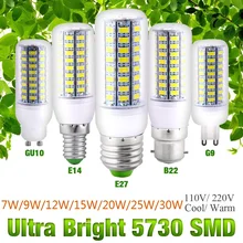 LED Corn Light Bulb E27 B22 GU10 E14 G9 7W To 30W Cool/Warm White AC110V / 220V High Bright Lamp Energy Saving Lights D40
