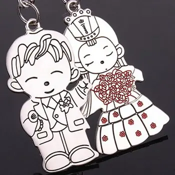 

Free ship!1lot=30 pair!cartoon husband wife alloy Couple metal Fashion creative keychain/wedding gift/Binding Spines