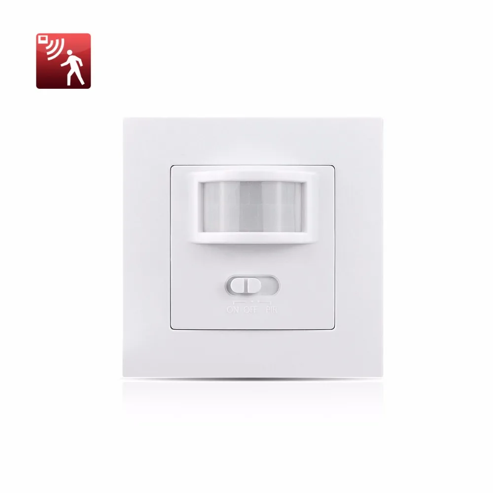 

New ON-OFF-PIR Sensor 3 Modes LED Light Switch AC110-240V Body Motion Infrared Induction Recessed Wall Switch For LED Lamp Bulb