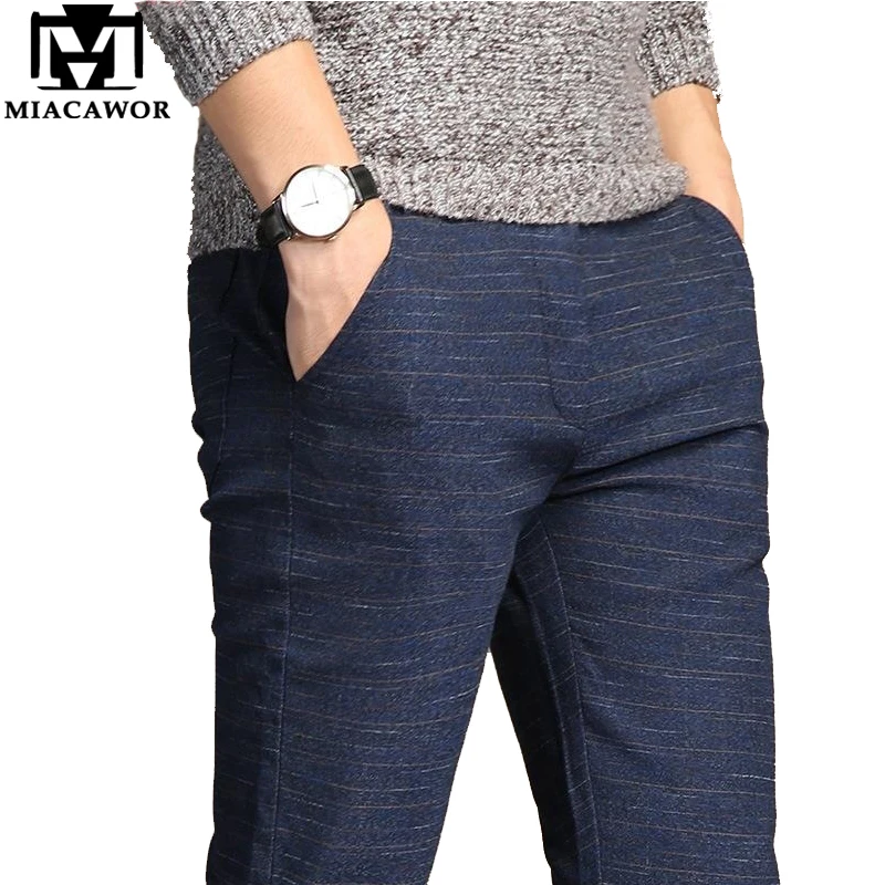 MIACAWOR Casual Pants Men High Quality Moletom Masculino Elastic Slim Fit Pantalones Hombre Trousers Male Plus Size 38 K111 MIACAWOR Casual Pants Men High Quality Moletom Masculino Elastic Slim Fit Pantalones Hombre Trousers Male Plus Size 38 K111