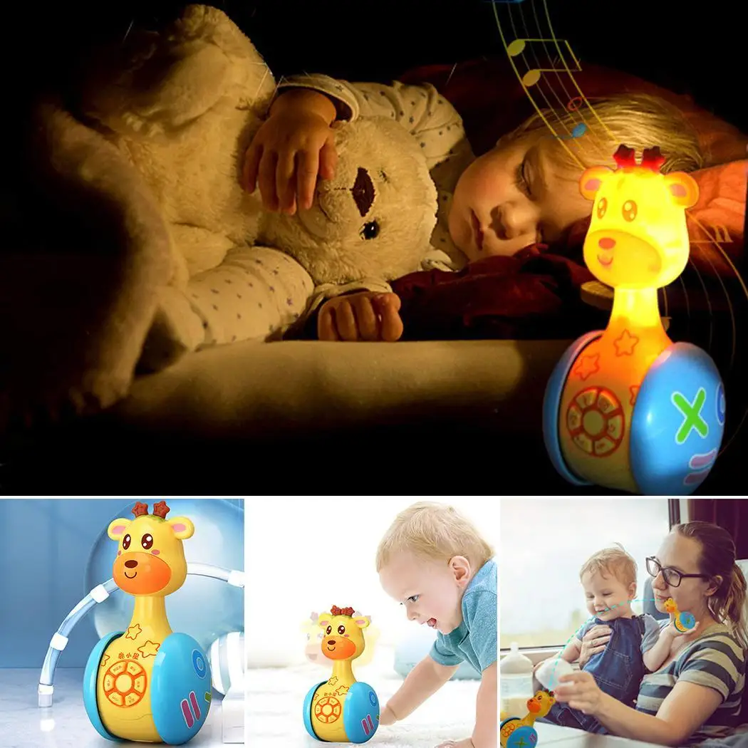 

Baby Musical Toys Giraffe Tumbler Toys With Lights Music Yellow Early 3 Months up Educational Toy