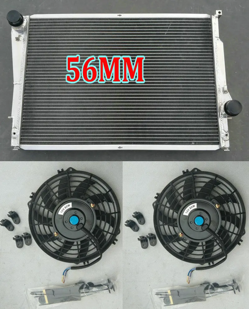 

56mm Aluminum Radiator + Fan For BMW 3 Series E46 Z4 M3 316 318 320 323 325 328 330D Ci i E85 E86 SI 1997-2009 MT