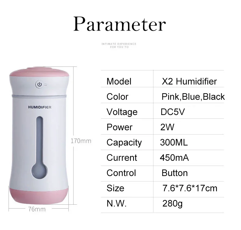 Обновленная версия X2 Кубок увлажнитель 300 мл USB Mini рабочего автомобиля диффузор 0 излучения звука воздухоувлажнитель очиститель